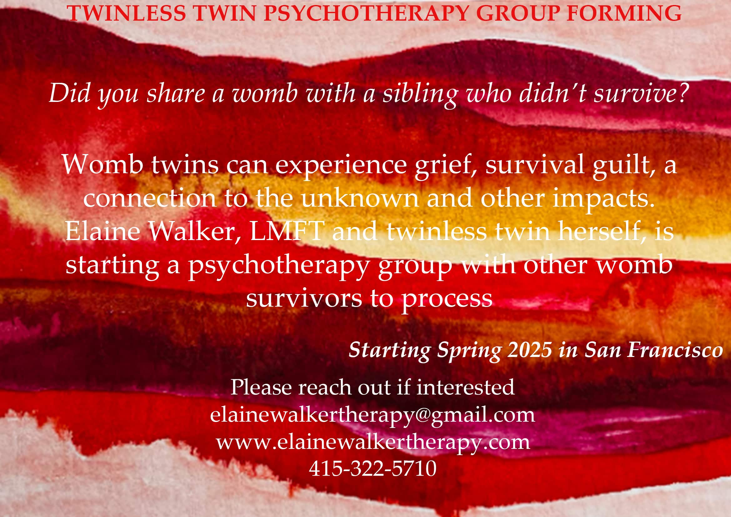 Twinless Twin Psychotherapy Group Forming Now!